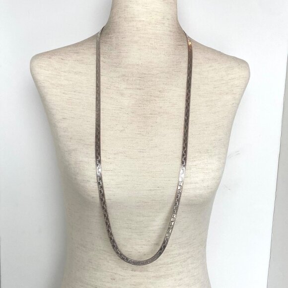 Milor Sterling Silver Italy Patterned Smooth Reversible Herringbone Chain 36" - Picture 11 of 16